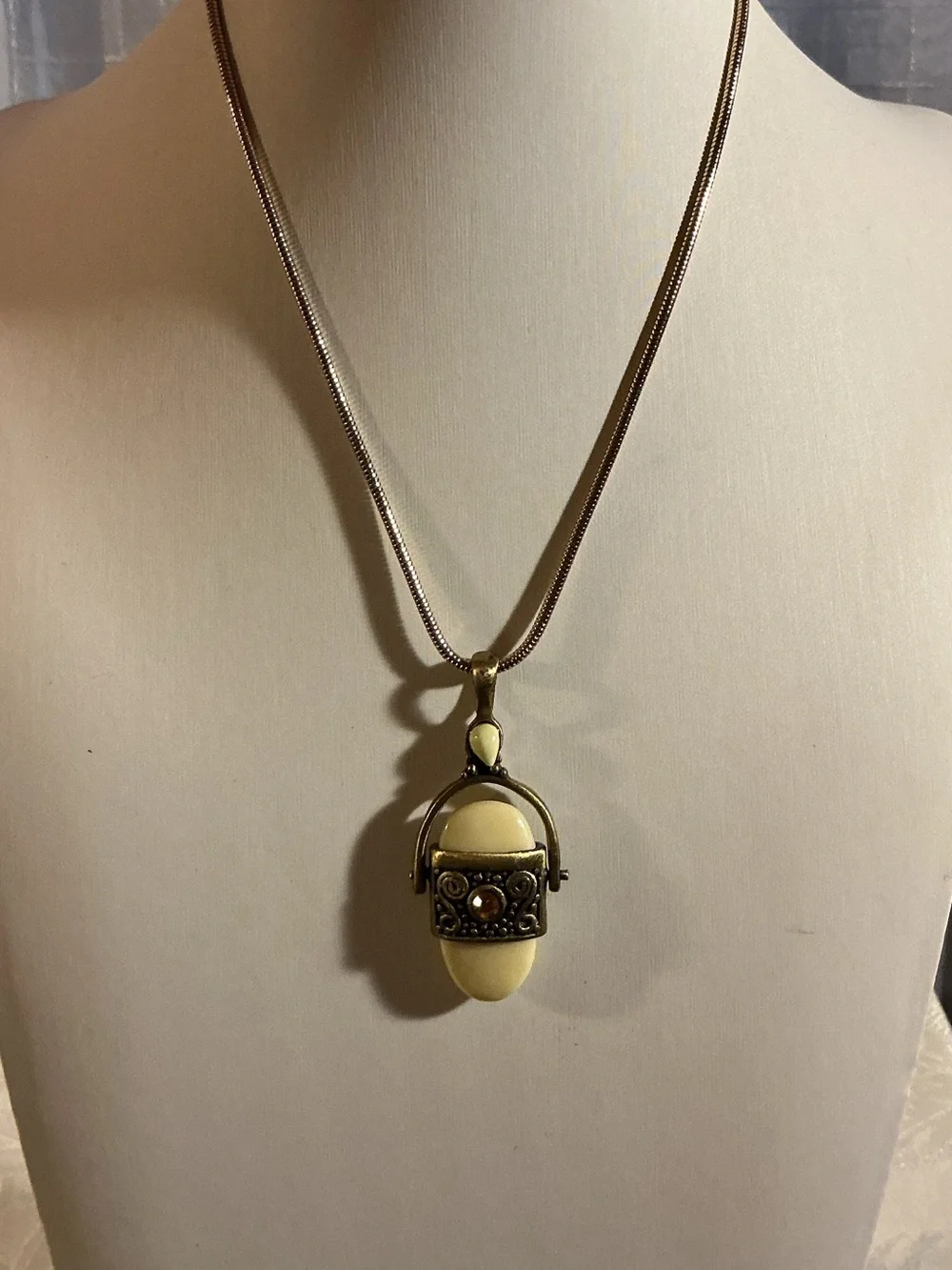 B.P.O.E. Vintage Antique Elks Lodge Faux Elk Tooth Spinner Antique Brass Pendant